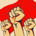 fist-hand-on-front-of-red-flag-suitable-for-propaganda-illustration-free-vector
