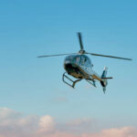 small commercial helicopter at the airport