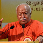 NEW DELHI, INDIA - JULY 22: RSS Chief Mohan Bhagwat speaks on the theme Issues of the World and Bharatiyata during the 10th Anuvrat Nyas Nidhi Vyakhyan organizing Indira Gandhi National Open University (IGNOU) and Akhil Bhartiya Anuvrat Nyas, at Dr. Ambedkar International Centre, on July 22, 2025 in New Delhi, India. (Photo by Sonu Mehta/Hindustan Times via Getty Images)